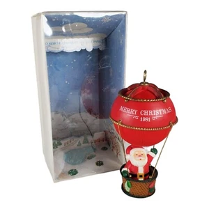 Hallmark 1981 Sailing Santa Christmas Ornament QX4395 Hot Air Balloon Santa Vtg - Picture 1 of 14
