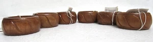 Vintage Carved Wooden Napkin Rings Boho 6 Piece New - Picture 1 of 7