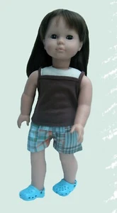 Doll Clothes Madras Patchwork Shorts with Brown Tank fits 18 inch American Girl - Picture 1 of 2
