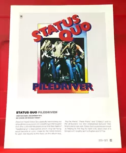 Status Quo Piledriver Album Cover Art PICTURE / PRINT 12" x 9" - Foto 1 di 3