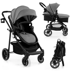 2 in 1 Baby Stroller Foldable Pushchair Reversible Seat With Adjustable Canopy - Picture 1 of 5