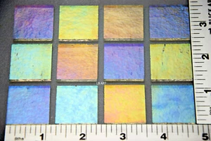 12 CLEAR IRIDIZED 1"x 1" UROBOROS GLASS SQUARES 90 COE TESTED COMPATIBLE - Picture 1 of 2