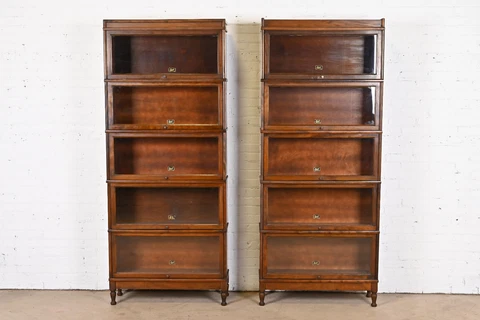 Antique Arts & Crafts Mahogany Five-Stack Barrister Bookcases by Hale, 1920s Cover