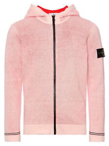 Stone Island Junior hooded zip Jacket, Light Pink Zipped Hoodie. 6816505A3