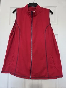 Quacker Factory Zip Front Vest Women's Rhinestone Pockets Layering Red Size XL - Picture 1 of 3