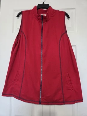 Quacker Factory Zip Front Vest Women's Rhinestone Pockets Layering Red Size XL - Image 1 of 3