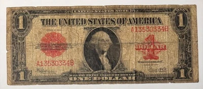 1923 $1 Red Seal Legal Tender Note • Large Size US Horse Blanket Bill • A1 - Image 1 of 4