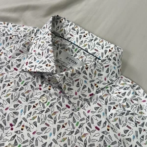 ETON Dress Shirt Mens XL White Ice Cream Button Up Modernist Long Sleeve - Picture 1 of 24
