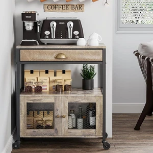 Kaffeebar Schrank, 3 Ebenen Küche Kaffeewagen mit Schublade für Zuhause, Mova... - Bild 1 von 12