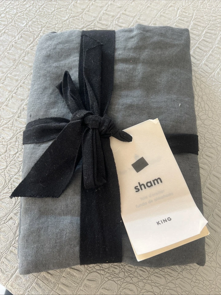 West Elm European Flax Linen Pillow Sham, Graphite King Size - Image 1 of 1