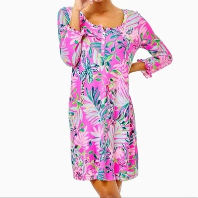 Lilly Pulitzer Knit PJ Nightshirt Plumeria Pink Pajama Dress Women’s size M - Image 1 of 4