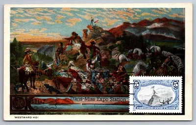 #3209e Trans-Mississippi 10c Troops Guarding Train Maxi Card w/Pictorial Cancel - Image 1 of 2