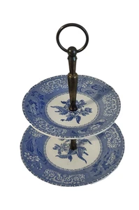Spode Blue Camilla 2-stufiges Serviertablett Copeland England Steingut überbacken - Bild 1 von 13