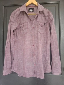 i JEANS by Buffalo Long Sleeve Burgundy Western Shirt Men's Size Medium - Picture 1 of 3