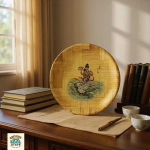 Chinese Bamboo Vintage Weave Plate - Water Goddess Lou-Chen Art - Made in Taiwan - Picture 1 of 10