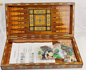 Schach und Backgammon Set, HQ Backgammon Brett, handgefertigte Mosaikkunst, Intarsien - Bild 1 von 13