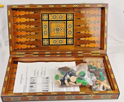 Chess and Backgammon Set, HQ Backgammon Board, Handmade Mosaic Art, Inlaid - Image 1 of 4