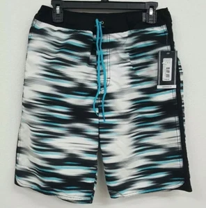 Roundtree & Yorke Turquoise White Ikat Striped Men's Swimwear NWT $49.50 M XL - Picture 1 of 2