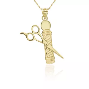 Personalize Engrave Name 10k 14k Solid Gold Barber Pendant Necklace - Picture 1 of 8