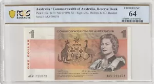 Australia 1969 1 Dollar PCGS Certified Banknote UNC 64 Pick 37c R73 - Picture 1 of 2
