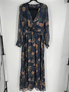 Maxi abito donna SCOTCH & SODA STARWATCHER taglia L blu floreale manica lunga foderato - Foto 1 di 15