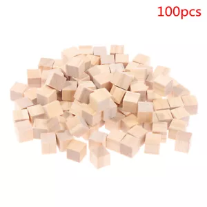 100pcs Unfinished Blank Mini DIY Wooden Square Solid Cubes for Woodwork CrafPS - Picture 1 of 7