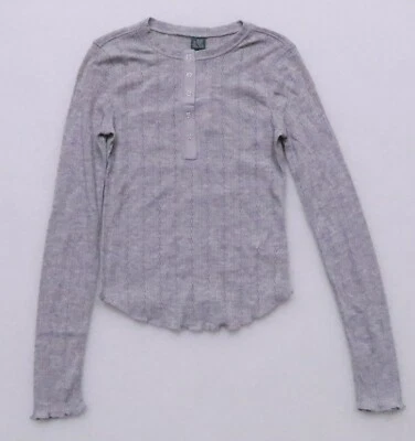 WILD FABLE GRAY SNAP FRONT HENLEY PULL OVER KNIT TOP LONG SLEEVED XS or S NEW - Image 1 of 4