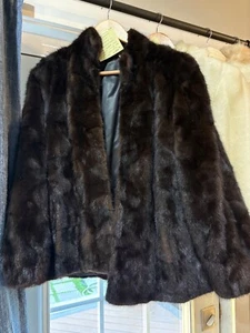 Dark brown/black beaver or mink vintage fur woman’s coat made in greece - Picture 1 of 3