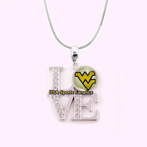 NCAA - West Virginia Mountaineers 925 Sterling Silver Team Love Necklace Cover