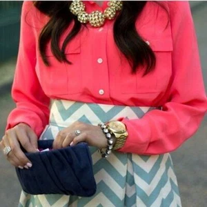 Blusa J CREW $110 BLOGGER FAV BLYTHE Camisa Bolsillo Coral 2 Campamento Seda Rosa TOP - Imagen 1 de 3