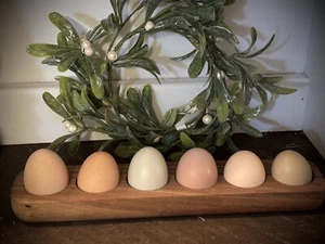 Country Primitive Wood Wooden 6 hole Egg Holder Bowl for Farm Easter Spring - Picture 1 of 22