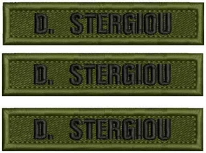 NAME TAG EMBROIDERY PATCH 4X3/4 HOOK ON BACK OD GREEN/BLACK 3 Patches - Picture 1 of 2