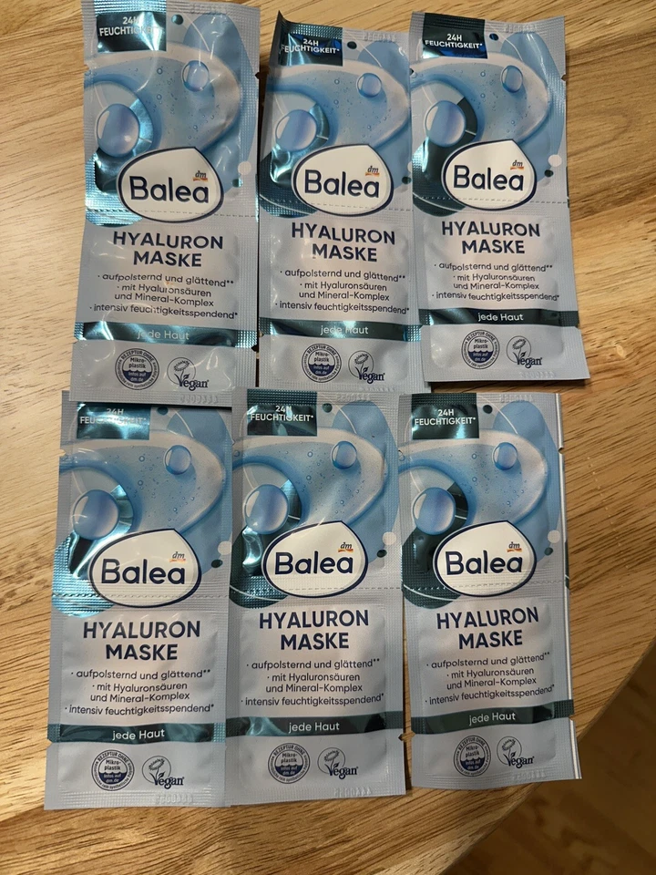 Mascarilla facial 12 DM Balea Hyaluron 6 juegos 2 cada una mascarilla hidratante intensiva suavizante Foto 1 de 1