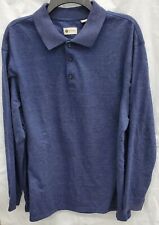 Haggar Men's Blue Check Long Sleeve Spread Collar Polo Shirt Size XXL