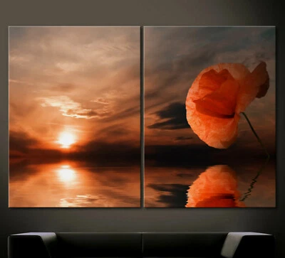 MOHN Abstrakt Leinwand BILD SET XXL Schwarz Weiß Rot Modern Kunstdruck Deko Wand - Bild 1 von 4