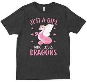 Just A Girl Who Loves Dragons Funny Fantasy Lovers Birthday Gift New T-shirt - Picture 1 of 8