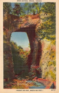 Postal VA: Natural Bridge, Virginia, lino vintage - Imagen 1 de 2