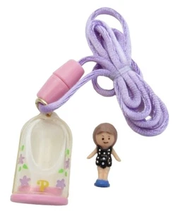1990 Polly Pocket Lulu in her Necklace Pendant Pink Clasp & Base/Lavender Cord - Picture 1 of 1