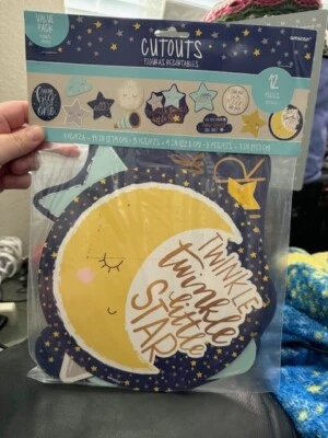 TWINKLE TWINKLE LITTLE STAR Cutout Wall Art Party Decor Supplies 12 Piece New!!! - Image 1 of 2