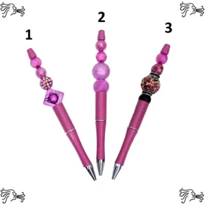 Magenta Beaded Pens Includes Pouch and Ink Refill - Picture 1 of 7