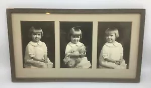 Vintage 1920’s 18x10” TRIPLE Double Matte Wood Frame-3 Girl 5x7” Photos - Picture 1 of 8