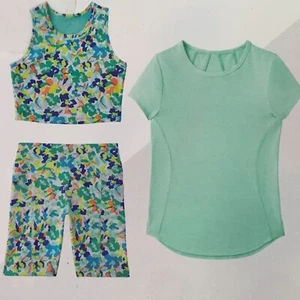 Member's Mark Girl's 3-pc Set M Active Tee, Sports Bra, Biker Shorts Size 8 / M - Picture 1 of 8