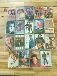 Lot of 19 Country Music Cassettes: Dolly, Reba, Brooks & Dunn, Hank Williams Jr  - Picture 1 of 7
