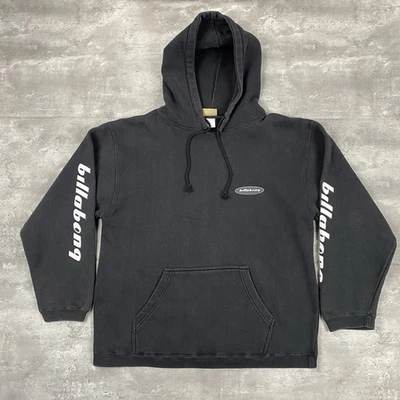vintage BILLABONG hoodie sweatshirt Mens M Y2K faded black surf spellout skate - Image 1 of 4