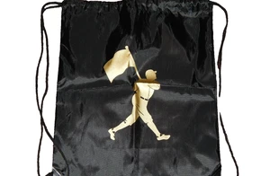 MOCHILA CON CORDÓN DORADA Y NEGRA SILUETA DE BÉISBOL JUGADOR DE BÉISBOL NYLON  - Imagen 1 de 4