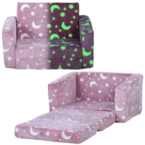 AIYAPLAY Kids Sofa Bed, Folding Toddler Armchair, Glow in The Dark Star Moon - Picture 1 of 12