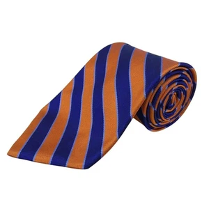 Vintage Brooks Brothers Orange & Blue Silk Striped Tie Classic Design Accessory - Picture 1 of 7