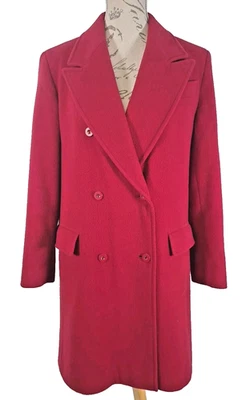 Abrigo JULIUS Rojo 100% Pura Lana Nueva De Colección Largo Medio Para Mujer Reino Unido 14 Foto 1 de 4