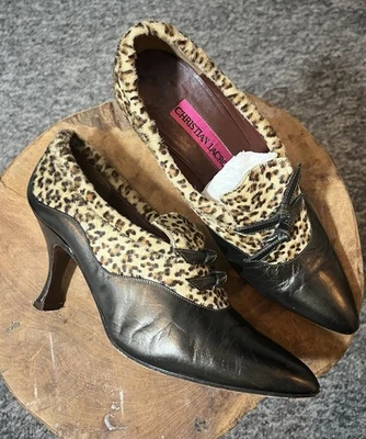 Christian Lacroix Zapatos Mujer Reino Unido 3.5 Negro Leopardo Gatito Tacón Sin Cordones De Colección Foto 1 de 4