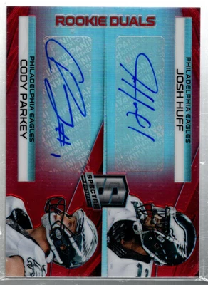 B4256- 2014 Panini Spectra Prizms Red #260 Cody Parkey Josh Huff Auto /10 -NM-MT - Image 1 of 2